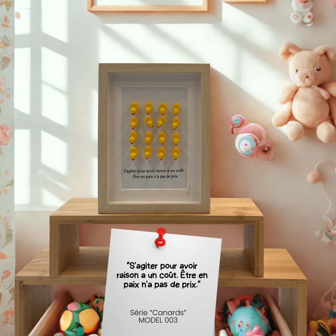 CANARDS MODEL 003 "S'agiter pour avoir raison a un coût. Être en paix n'a pas de prix."
Model 003 – Image 1